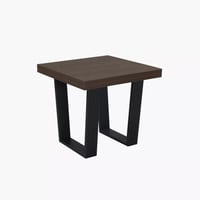 طاولة جانبية سطح خشب هندسي بني بقاعدة معدن اسود -...