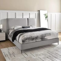 سرير فنيستا منجد بالكامل قماش مخمل لون رمادي