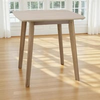 طقم طاولة سفرة مربعة خشب مطّاط بمقعدين بيج - من كا...