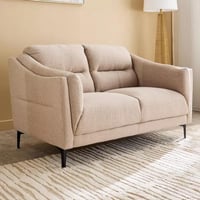 كنبة فيرينا مقعدين قماش لون بيج داكن بارجل معدن اس...