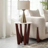 طاولة جانبية من الخشب الصلب بسطح من الرخام الأصلي...