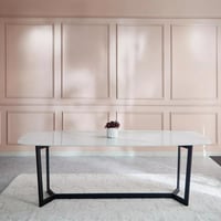 طقم طاولة سفرة سطح من الحجر الملبد 8 كراسي قماش لو...