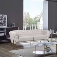 طقم كنب قطعتين أرفيلا قماش لون كريمي بارجل معدنية...