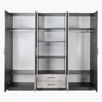 خزانة ملابس بستة أبواب مع أدراج ومرآة من فيرونزا