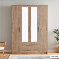 خزانة ملابس كيرفي 4 أبواب مع درجين ومرآتين – تصميم...