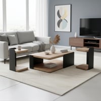 طقم طاولات مودرن أسود وخشبي - نوران