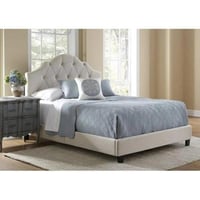 سرير ميلر منجد قماش مخمل لون بيج