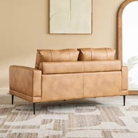 كنبة روش مقعدين قماش جلد لون هافان بأرجل معدنية