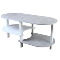 طاولة قهوة خشبية 2 رفوف لومبارد - رمادي وأبيض