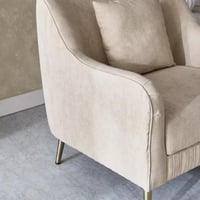 كنبة خزامى بمقعد واحد مع وسادة قماش مخملي لون بيج...