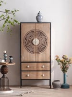 دولاب رِمالا معدن وخشب مزخرف بدرجين تخزين مقاس 71x...