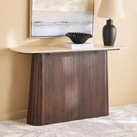 طاولة كونسول أفِرلا بسطح رخامي وقاعدة خشب سادة لون...