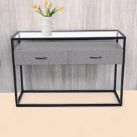 كونسول سيلكشن خشب x زجاج باللون الرمادي مقاس 120x4...