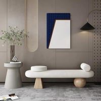 مقعد بنش ديكوري تاريو بتصميم هندسي فني بقاعدة خشب...