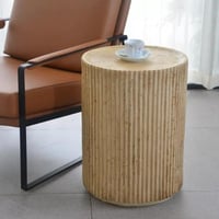 طاولة جانبية أڤوني مستديرة بوليريسين لون بيج للمسا...