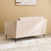 كنبة فيرينا مقعدين قماش لون بيج داكن بارجل معدن اس...