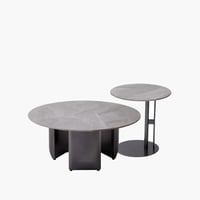 طقم طاولات قهوة من الحجر الملبد قطعتين من تيتانيوم