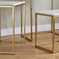 طقم طاولات متداخلة من 3 قطع بسطح من الرخام الأصلي...