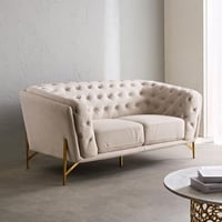 طقم كنب قطعتين أرفيلا قماش لون كريمي بارجل معدنية...