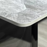 طقم طاولة سفرة بسطح حجري متكلس 6 كراسي بأرجل معدن...