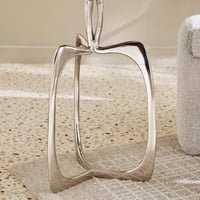 طاولة بسطح من الرخام الأصلي بقاعدة معدن سيلفر - من...