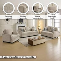 كرسي قماش بمساند ذراعين لون بيج من كاليفورنيا إن ا...