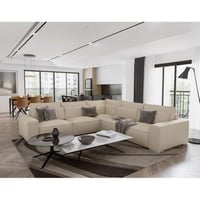 كنبة زاوية ستيفي علي شكل حرف L قماش شانيل لون بيج