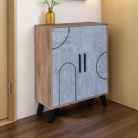 خزانة أحذية بابين خشب ماليزي اللون رمادي وخشبي مقا...