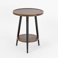 طاولة جانبية خشبية بقاعدة سوداء أنيقة وتصميم بسيط...