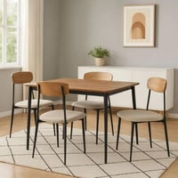 طقم طاولة طعام ريجينا خشبية 120سم مع 4 كرسي لون بن...