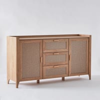 طاولة بوفيه جانبية چاڤا 3 ادراج و بابين خشب مزين ب...