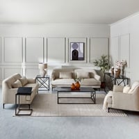 طاولة قهوة بسطح زجاج بقواعد معدن من ميلودي