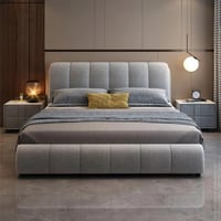 سرير عصري بتنجيد فاخر وخطوط رأس عمودية من أليسان