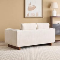 كنبة كالڤونا مقعدين قماش بوكيلة لون كريمي بأرجل خش...