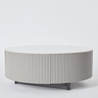 طقم طاولات قهوة أكرا من الحجر الملبد بقاعدة خشب -...