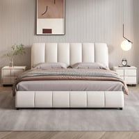 سرير عصري بتنجيد فاخر وخطوط رأس عمودية من أليسان