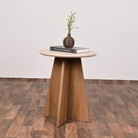 طاولة جانبية مستديرة خشبية أنيقة لغرفة المعيشة أو...