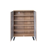 خزانة أحذية بابين خشب ماليزي اللون خشبي و رمادي مق...