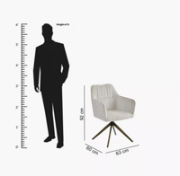 كرسي طاولة طعام دوّار بورتولا منجد قماش لون بيج