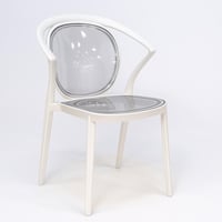 كرسي بلاستيك أنيق وظهر شفاف لون أبيض مقاس 81x56x50...