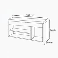 مقعد إلفييرا خشبي أنيق بوسادة مريحة ورفوف تخزين عم...