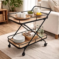 عربة تقديم جيزيلدا عملية بتصميم أنيق من الخشب البي...