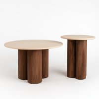 طقم طاولات أورفيلّا أنيق بسطح بيج فاتح وقاعدة أسطو...