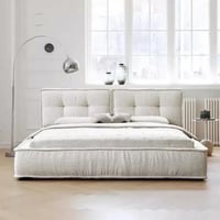 سرير سكوير منجد قماش بوكليه باللون اوف وايت