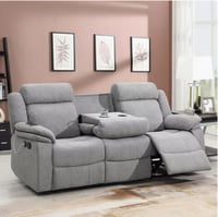 كنبة استرخاء بثلاثة مقاعد مع طاولة قابلة للسحب بحا...