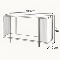 كونسول لُجينيا زجاجي و هيكل معدني مع رف من الخشب ل...