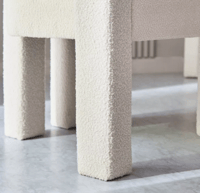 كرسي طعام من كلايتون بذرعين متنجد كتان لون ابيض با...