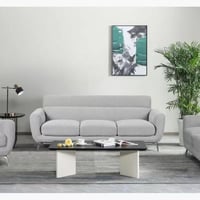 كنبة فيورزا 3 مقاعد قماش لون رمادي فاتح بأرجل معدن