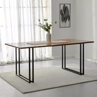 طقم طاولة سفرة لـ6 مقاعد من الخشب الصلب و قاعدة مع...