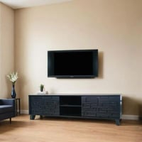 طاولة تلفزيون كارلا خشب باللون الأسود مقاس 180x45x...